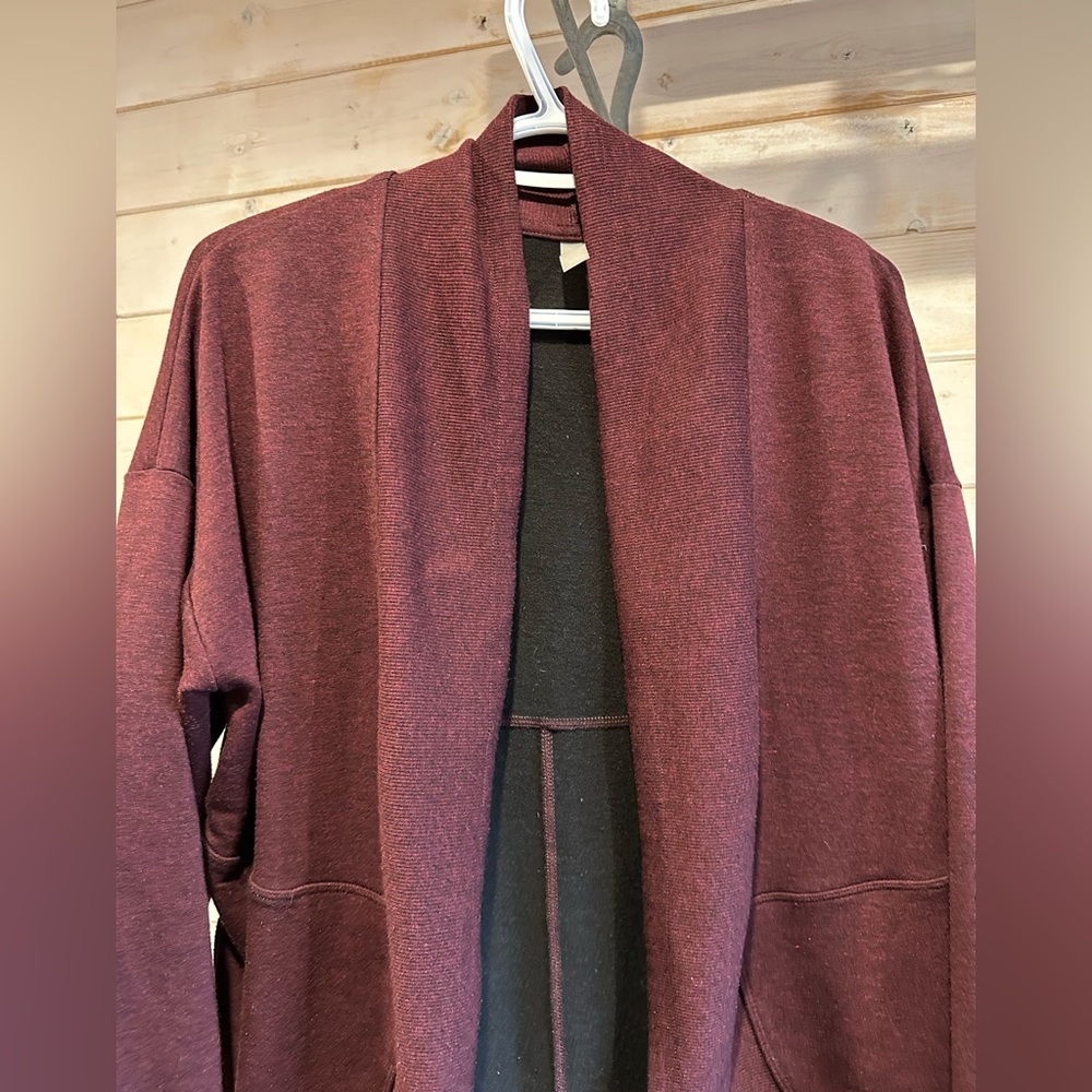 Hyba | Maroon Long Sleeve Open Cardigan - Picture 4 of 11